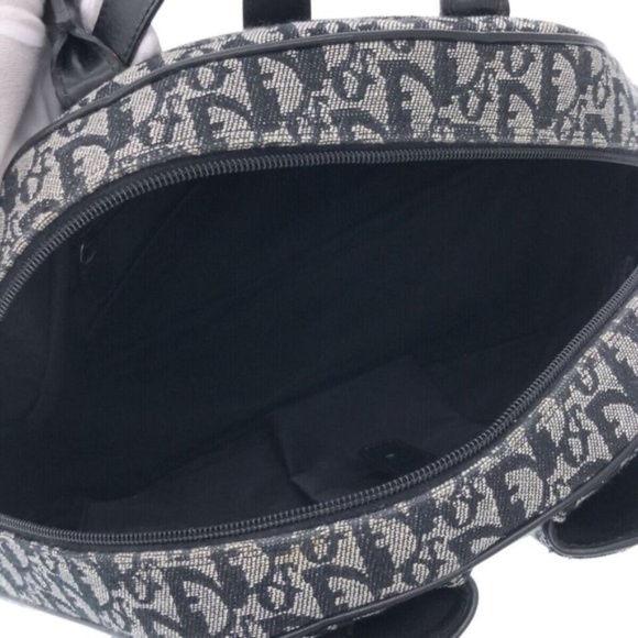 100% Authentic Christian Dior Double Saddle Navy White Black Jacquard Bag - Picture 8 of 12